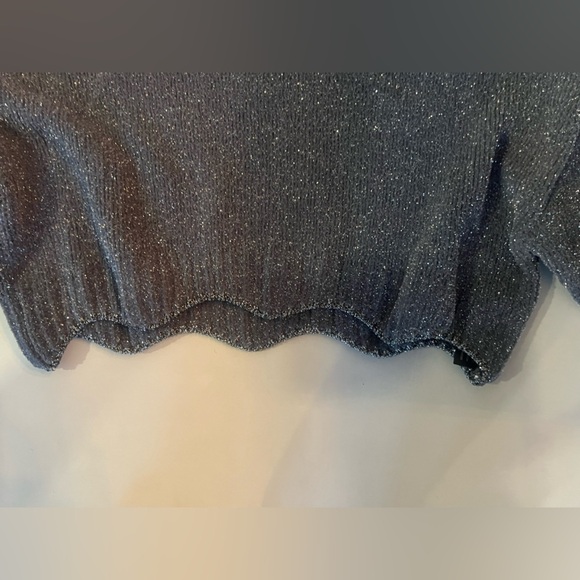 Zara Grey Silver  Crop Sparkle Sweater - Picture 4 of 11